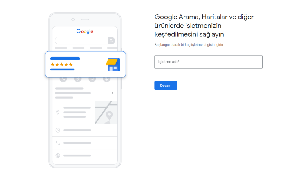 Google Benim İşletmem Hesabı Oluşturma