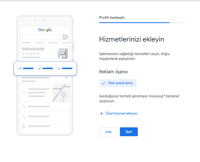 Google Benim İşletmem Hizmet Eklemek