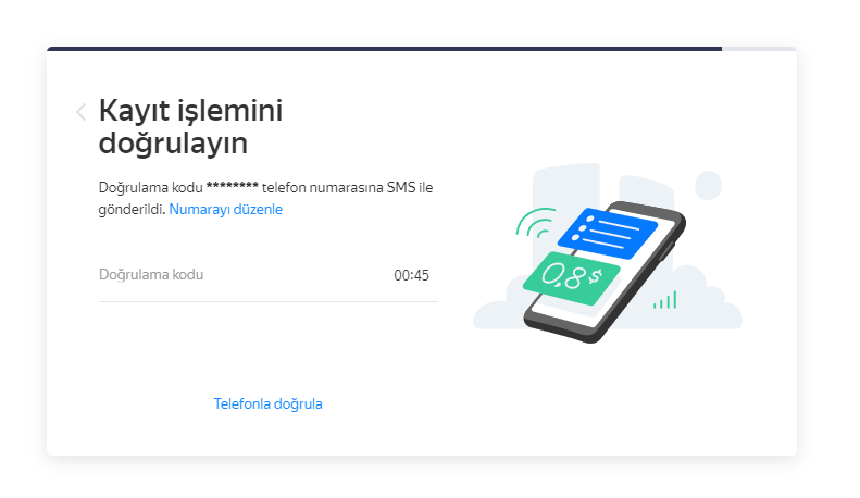 Yandex Konum sms onay
