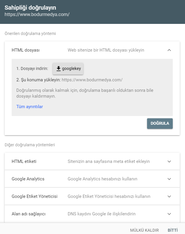 Google Search Console Sahipliği Doğrulama