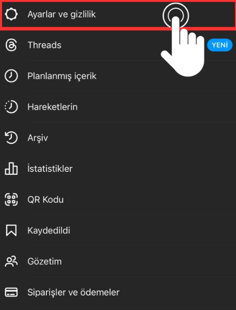 Instagram Ayarlar ve gizlilik