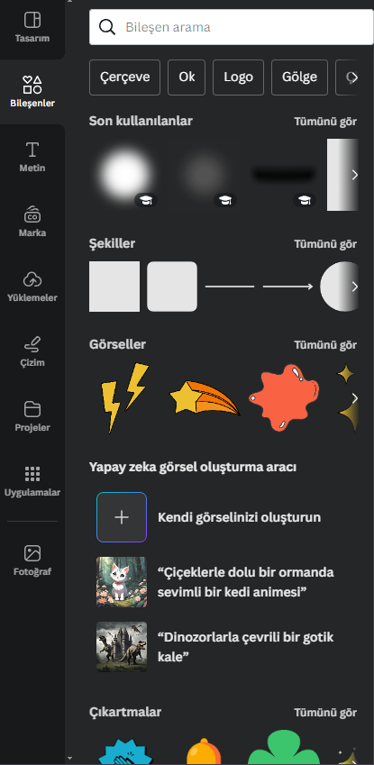 Canva Çeşitli Öğeler Ekleyin